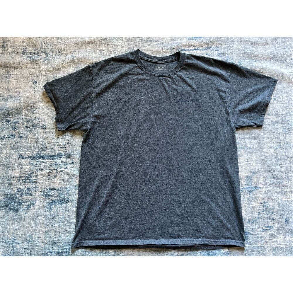 Pendleton Heathered Blue Gray Aztec Geometric Print Short Sleeve Tee Large